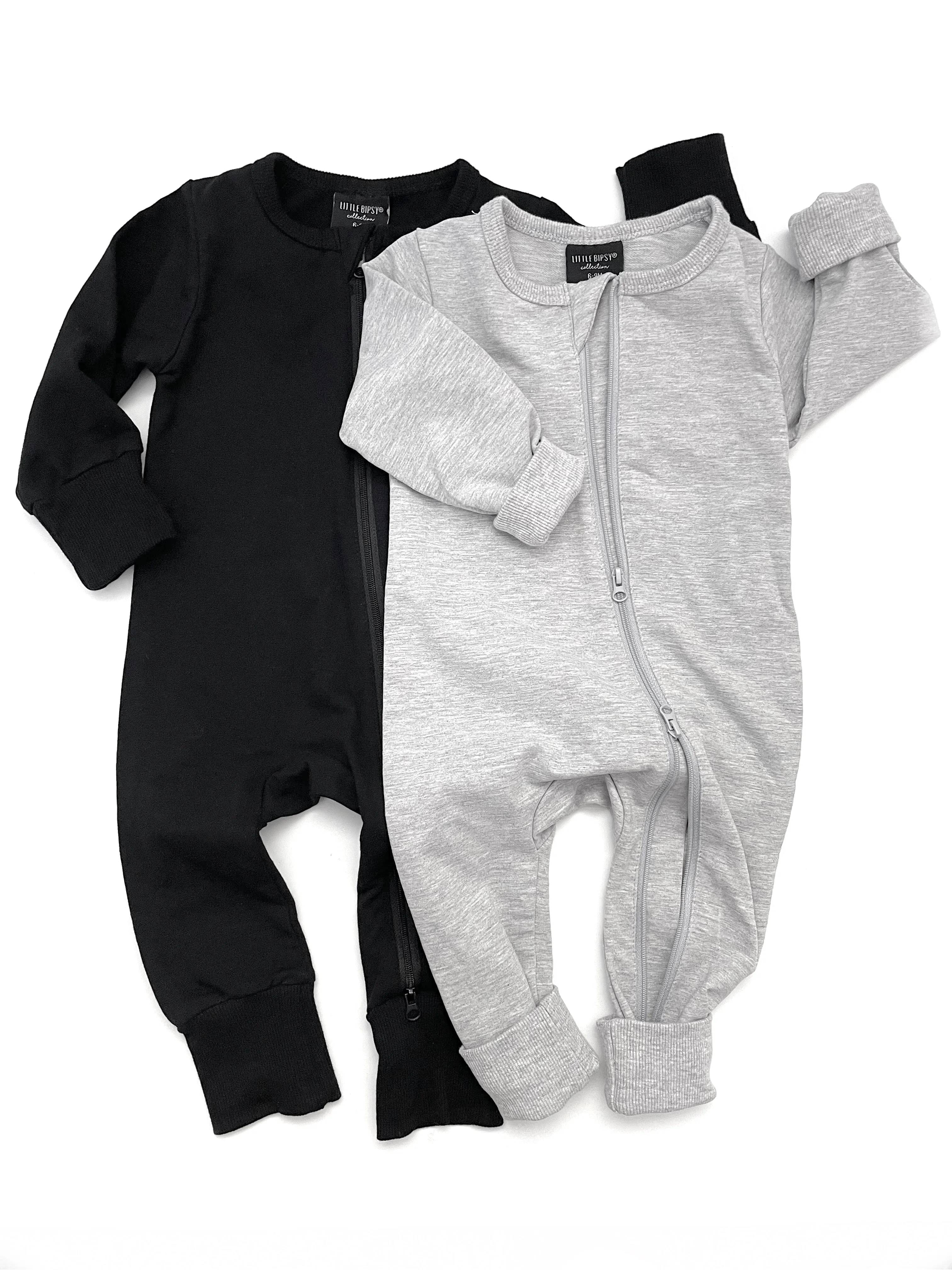 2-Way Zip Romper - Grey