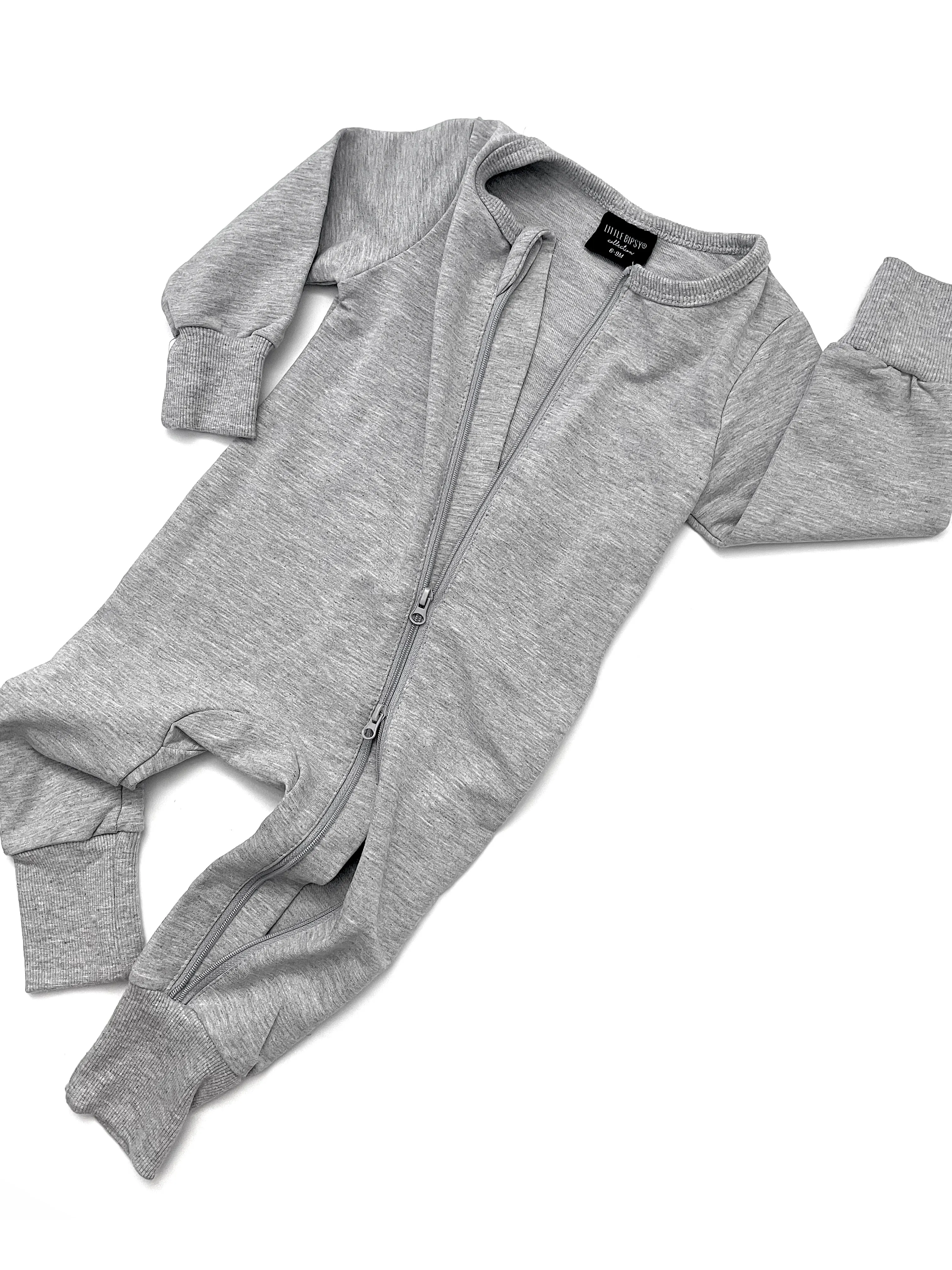 2-Way Zip Romper - Grey