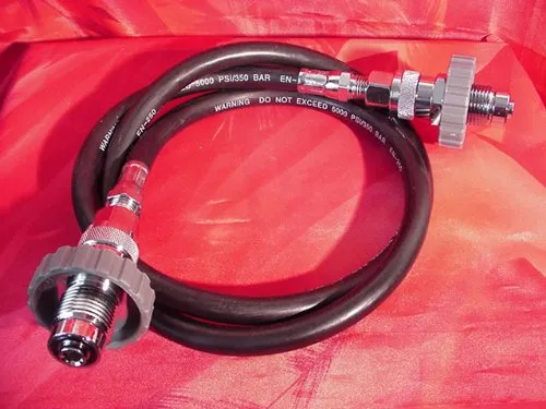 30 Inch Equalizing Transfer Hose for Scuba Diving Tanks with DIN Bleeder Valves