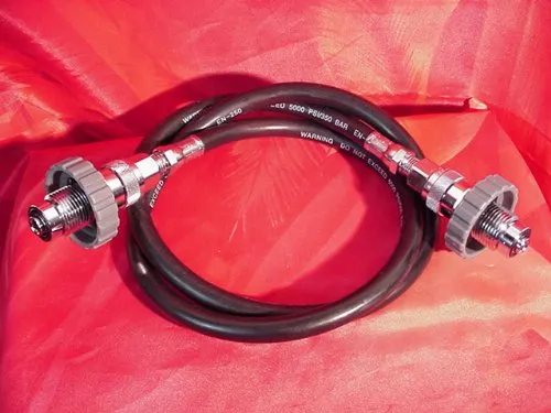 30 Inch Equalizing Transfer Hose for Scuba Diving Tanks with DIN Bleeder Valves