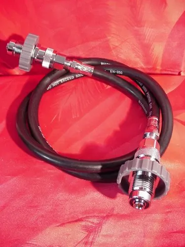 30 Inch Equalizing Transfer Hose for Scuba Diving Tanks with DIN Bleeder Valves