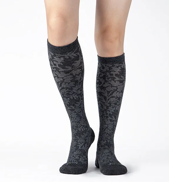 76% Rich Merino Wool Everyday Compression Socks (15-20mmHg) - Floral- 2 Pack