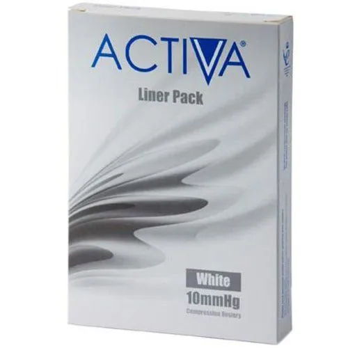 Activa Stocking Liner Medium White Closed Toe 10mmHg x 3