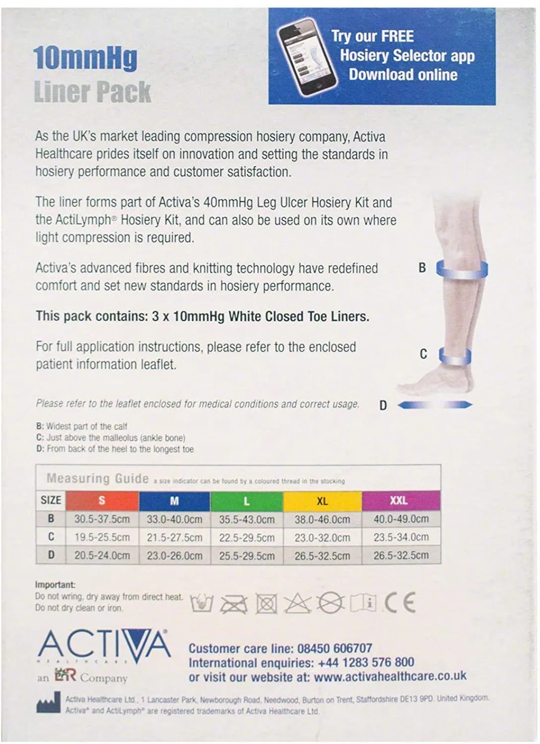 Activa Stocking Liner Medium White Closed Toe 10mmHg x 3