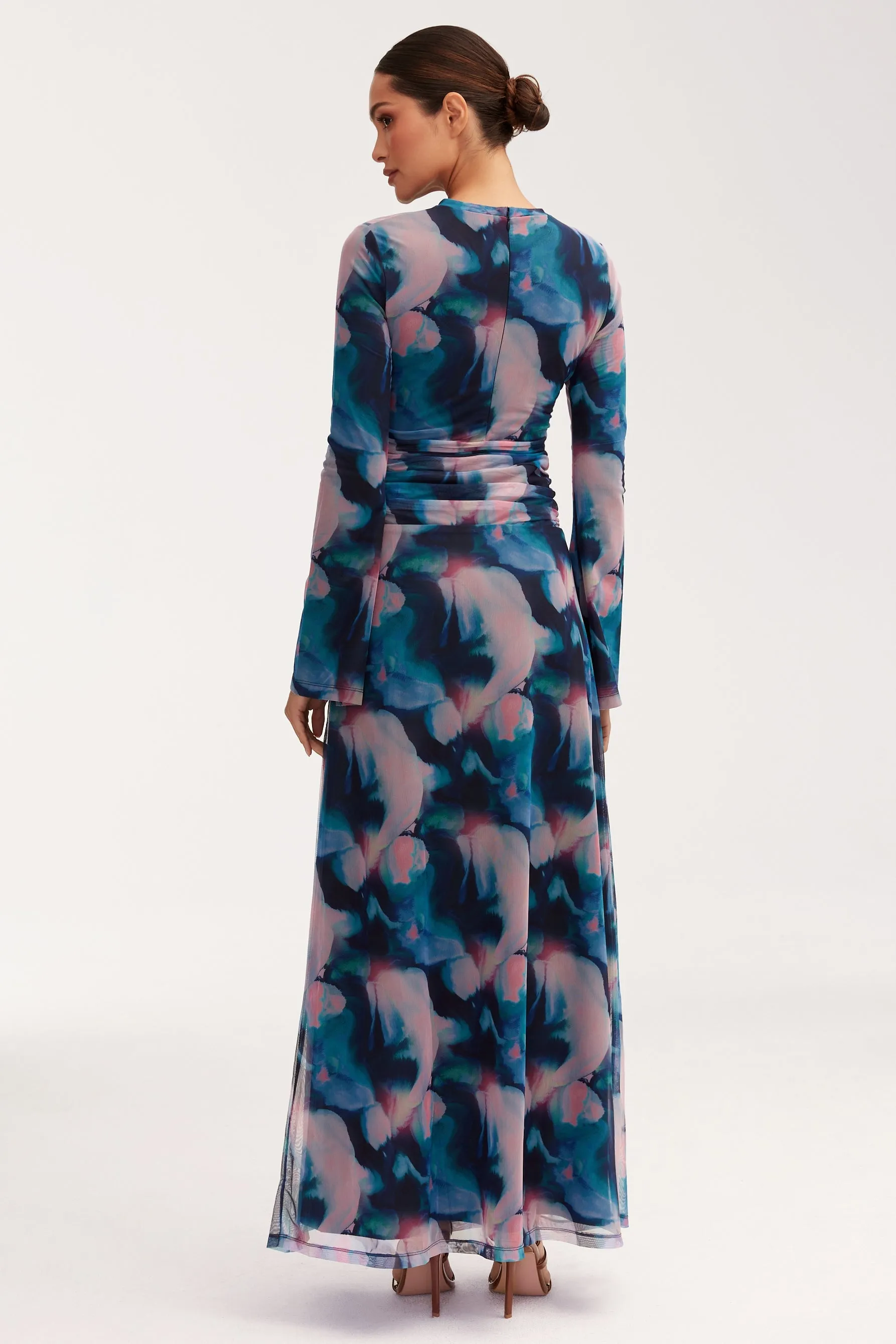 Adelina Rouched Maxi Dress - Blue Tie Dye