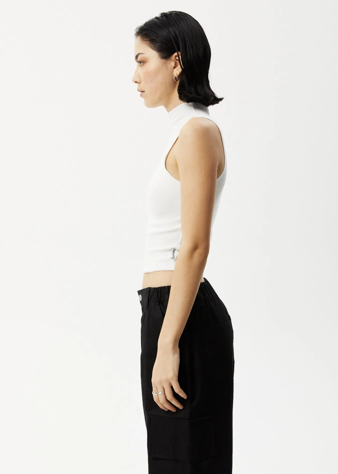 AFENDS Iconic - Ribbed High Neck Tank - Off White