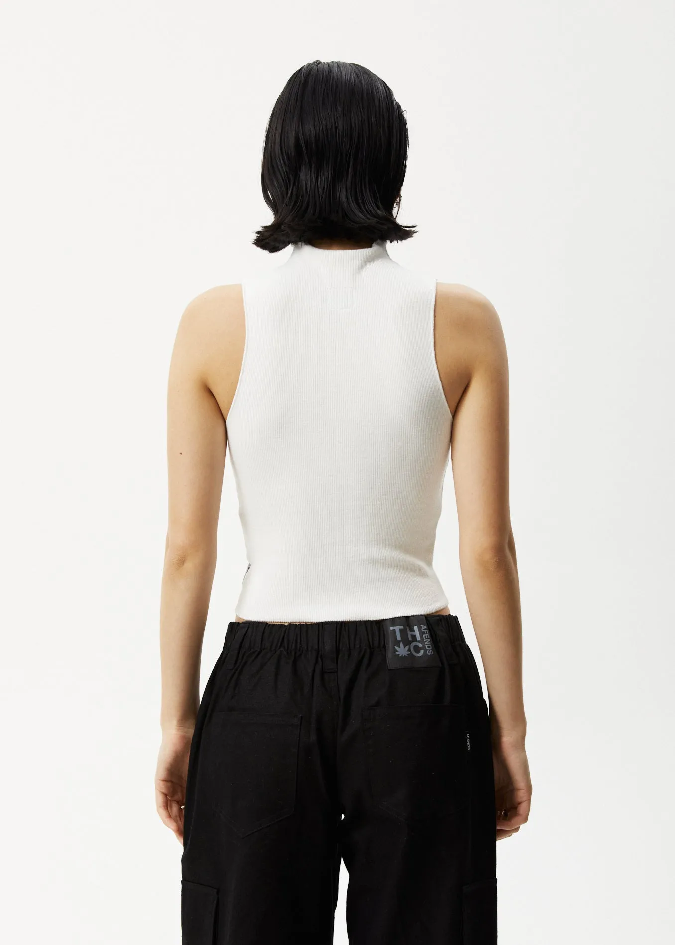 AFENDS Iconic - Ribbed High Neck Tank - Off White