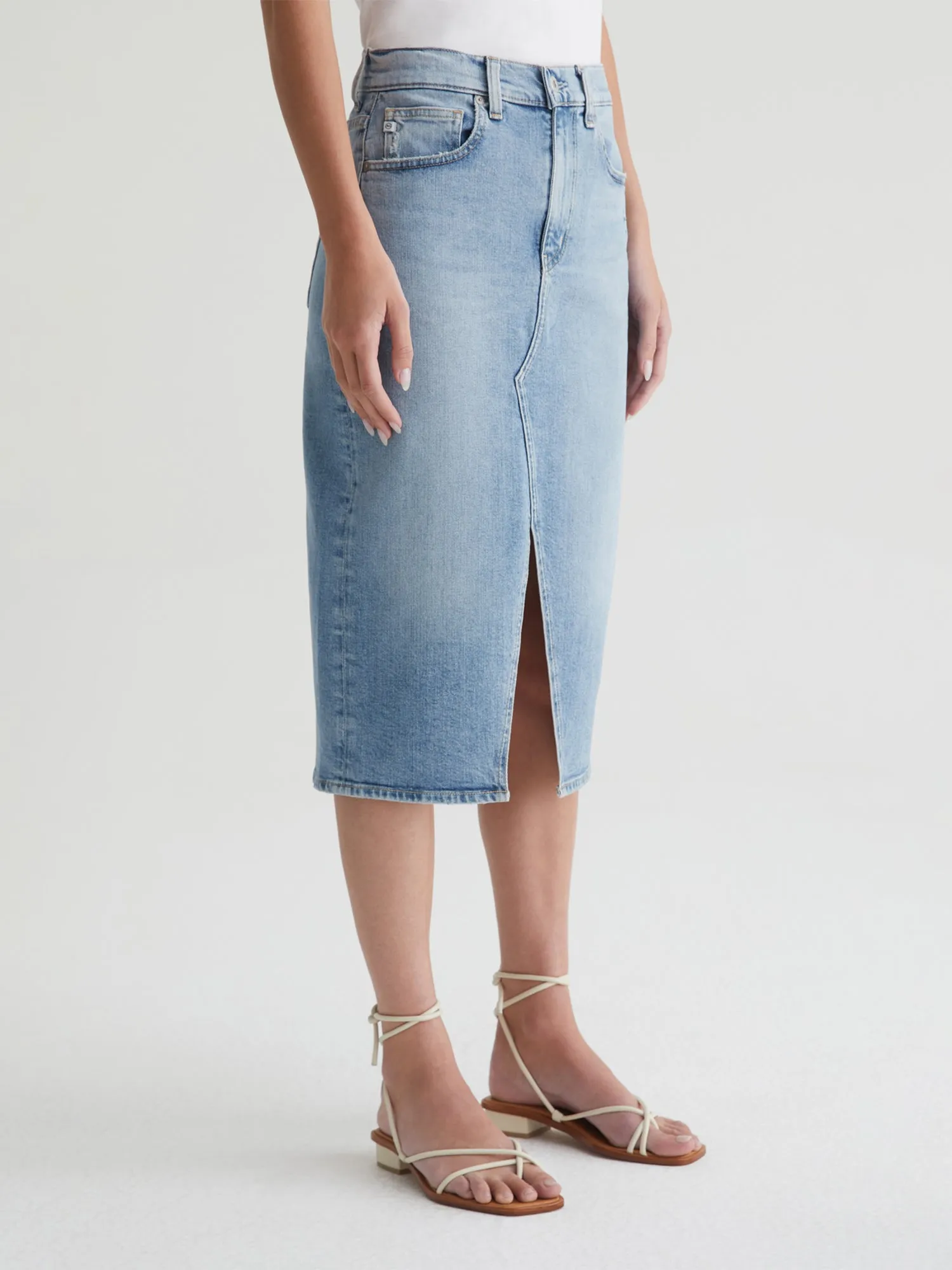 AG Jeans Alicia Denim Midi Skirt