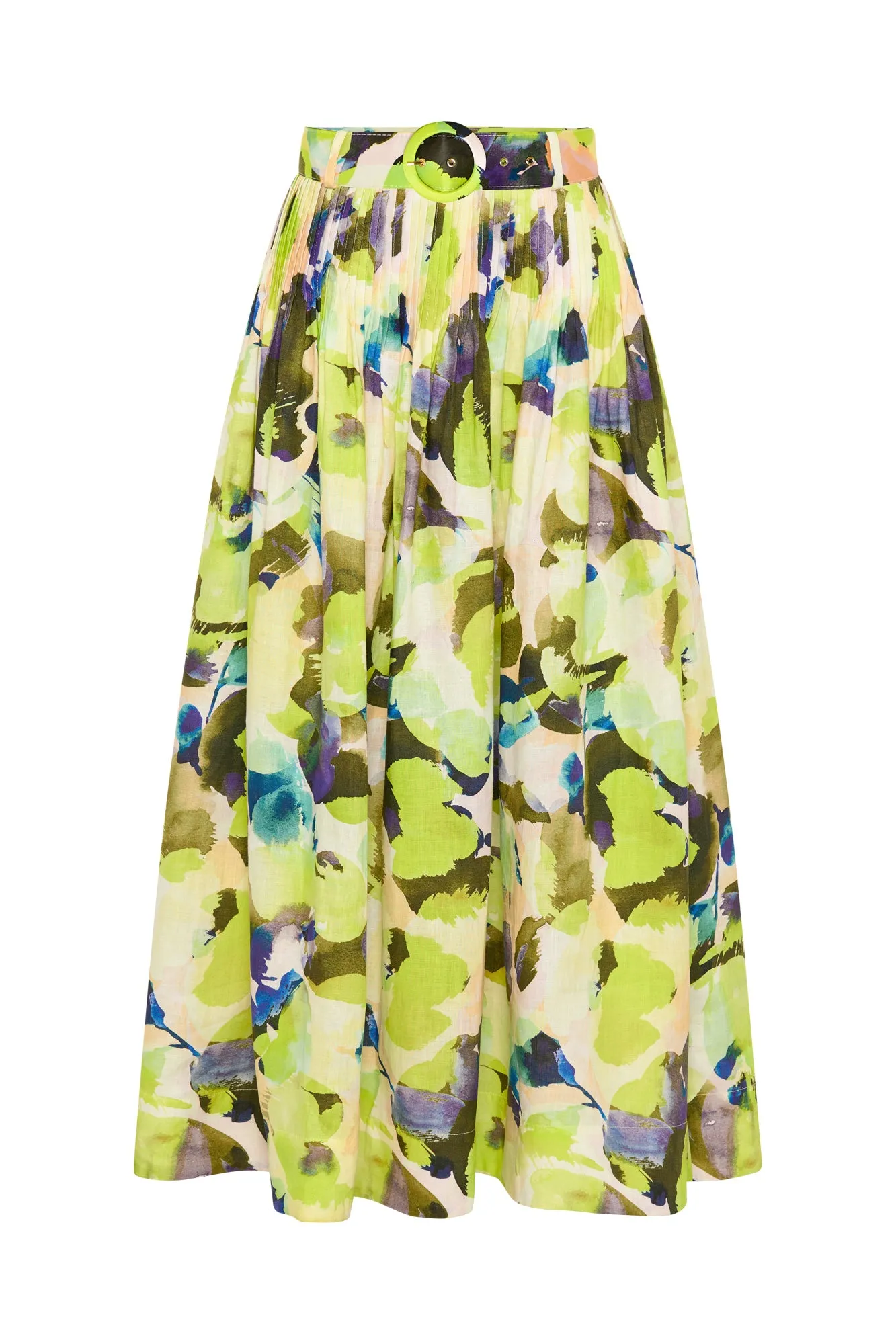 Ammabelle Midi Skirt - Limeade Blur