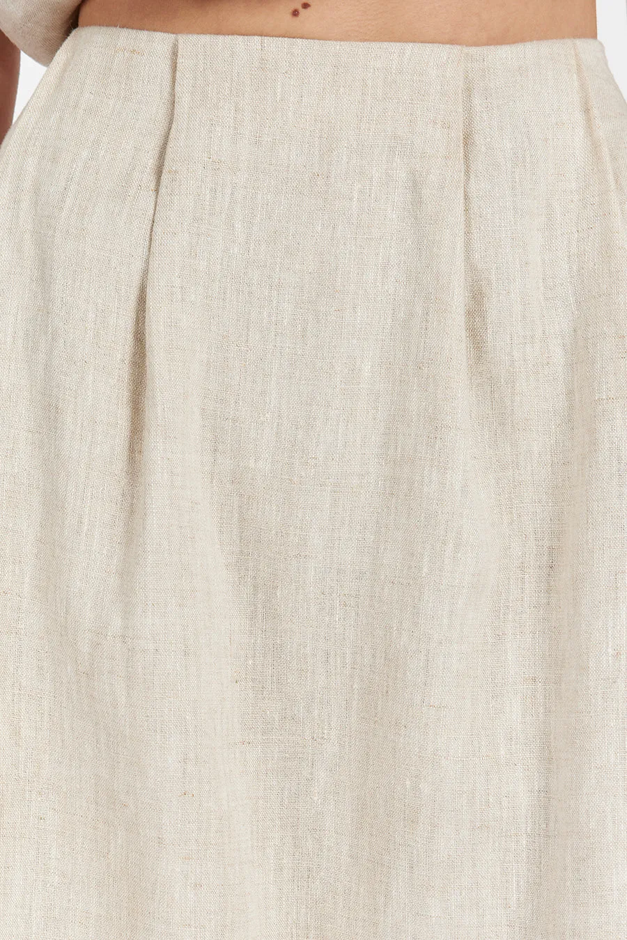 AMY NATURAL LINEN MIDI SKIRT