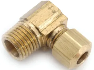 Anderson Metals 750069-0404 Tube Elbow, 1/4 in, 90 deg Angle, Brass, 300 psi Pressure :EA: QUANTITY: 10