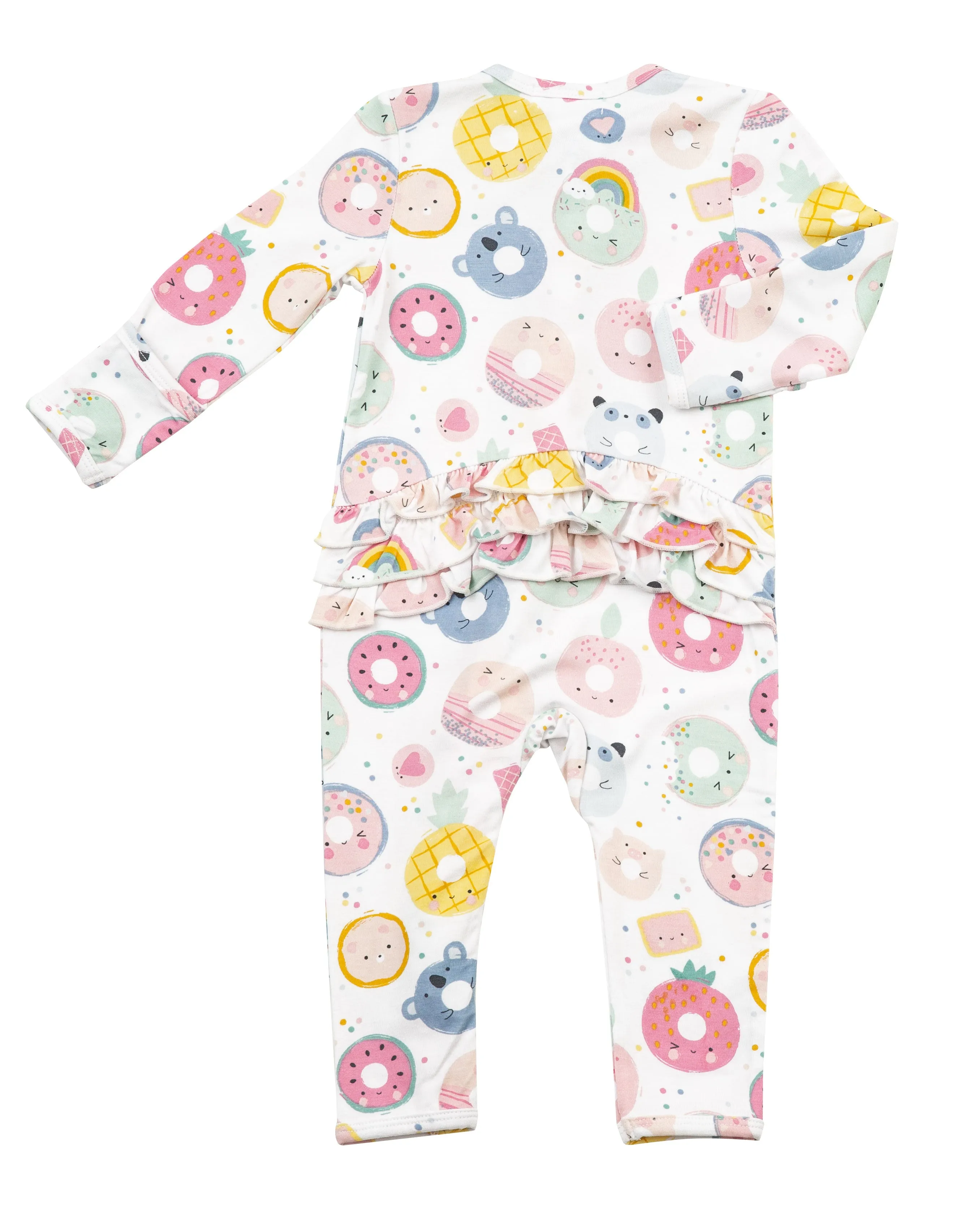 Angel Dear Donut Smiles Ruffle Front Bamboo Romper