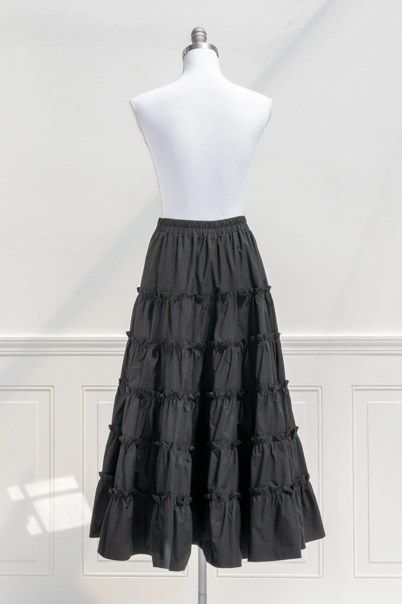 Antoinette Cotton Midi Skirt - Black