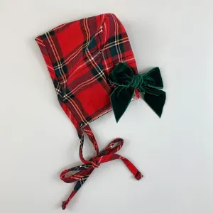 Baby Girls Red Tartan Bonnet - Calamaro 75070