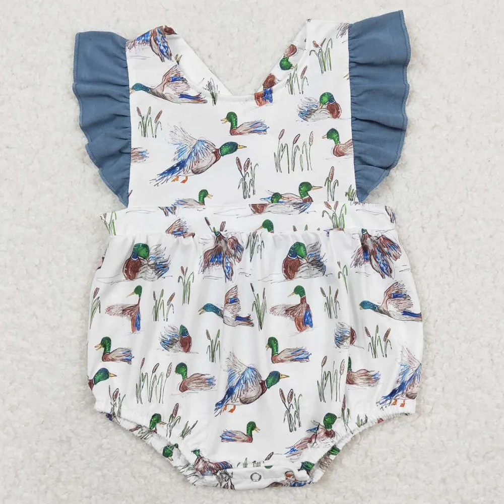 Baby Girls Romper Duck Straps Ruffle Summer Rompers SR0893