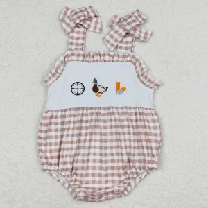 Baby Infant Girls Romper Checkered Duck Short Sleeve Rompers SR1008