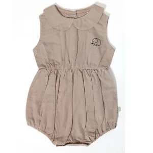 Baby Peter Pan Collared Romper - Ruby Tan