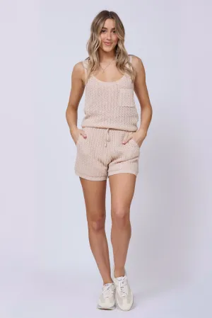 Bali Beige Open Crochet Romper