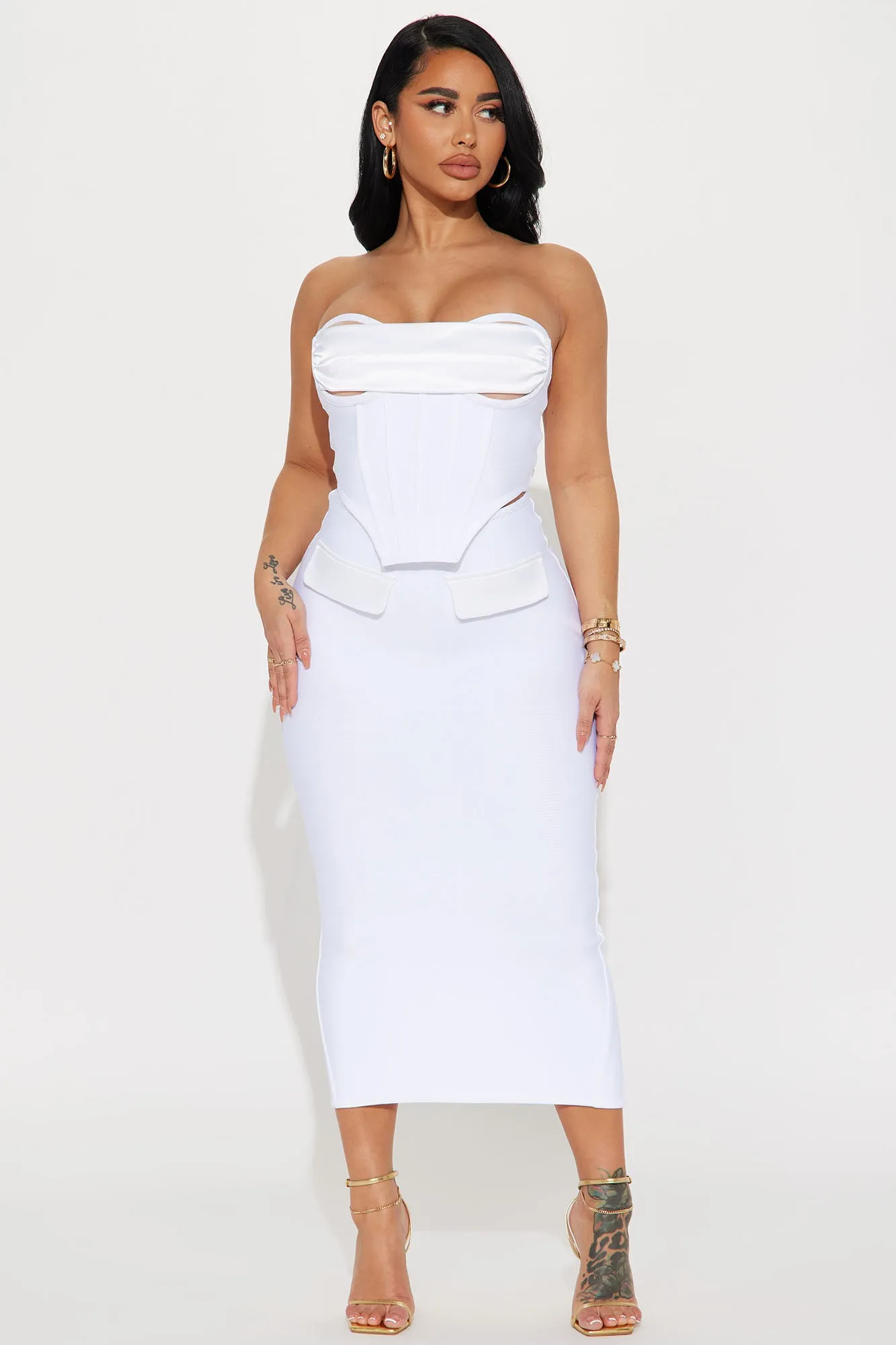 Be Bold Bandage Skirt Set - White