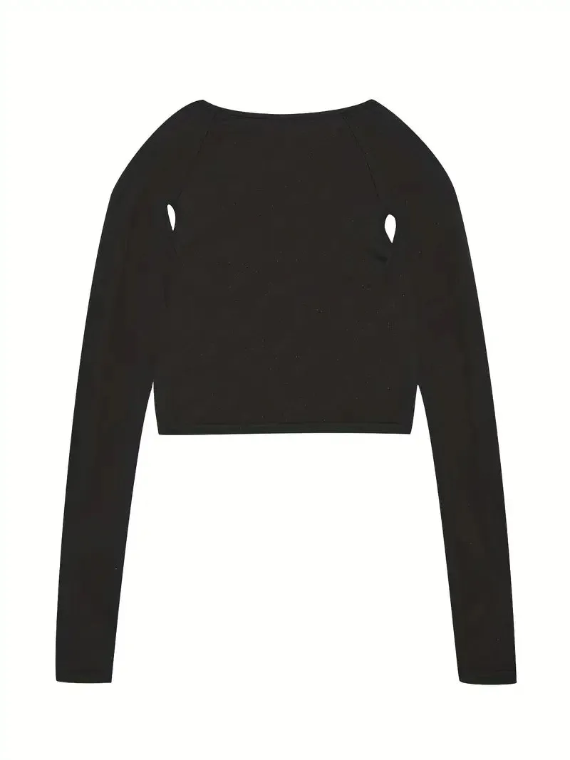 Black Long Sleeve Loose Casual Top