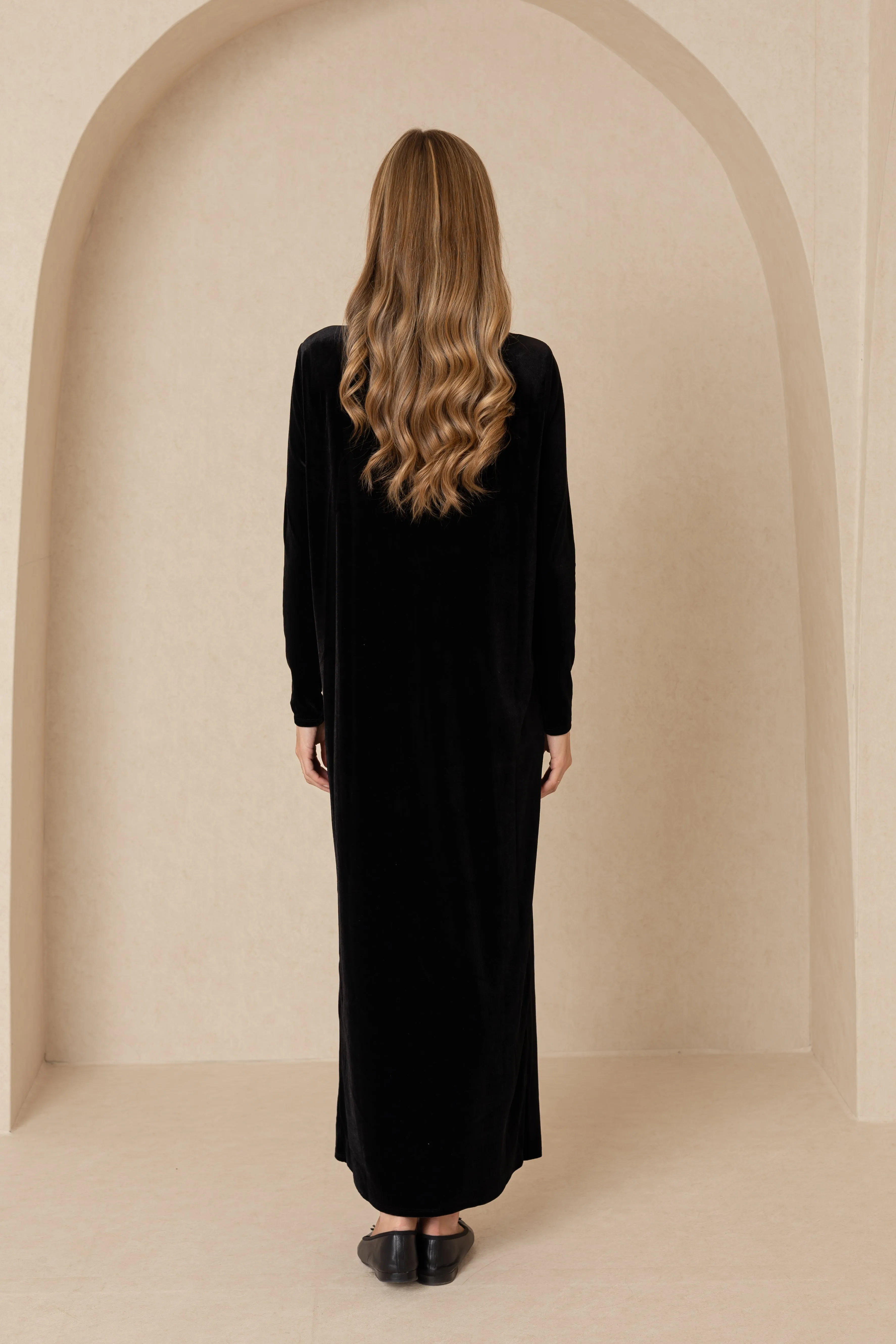 Black Velour Basic Maxi