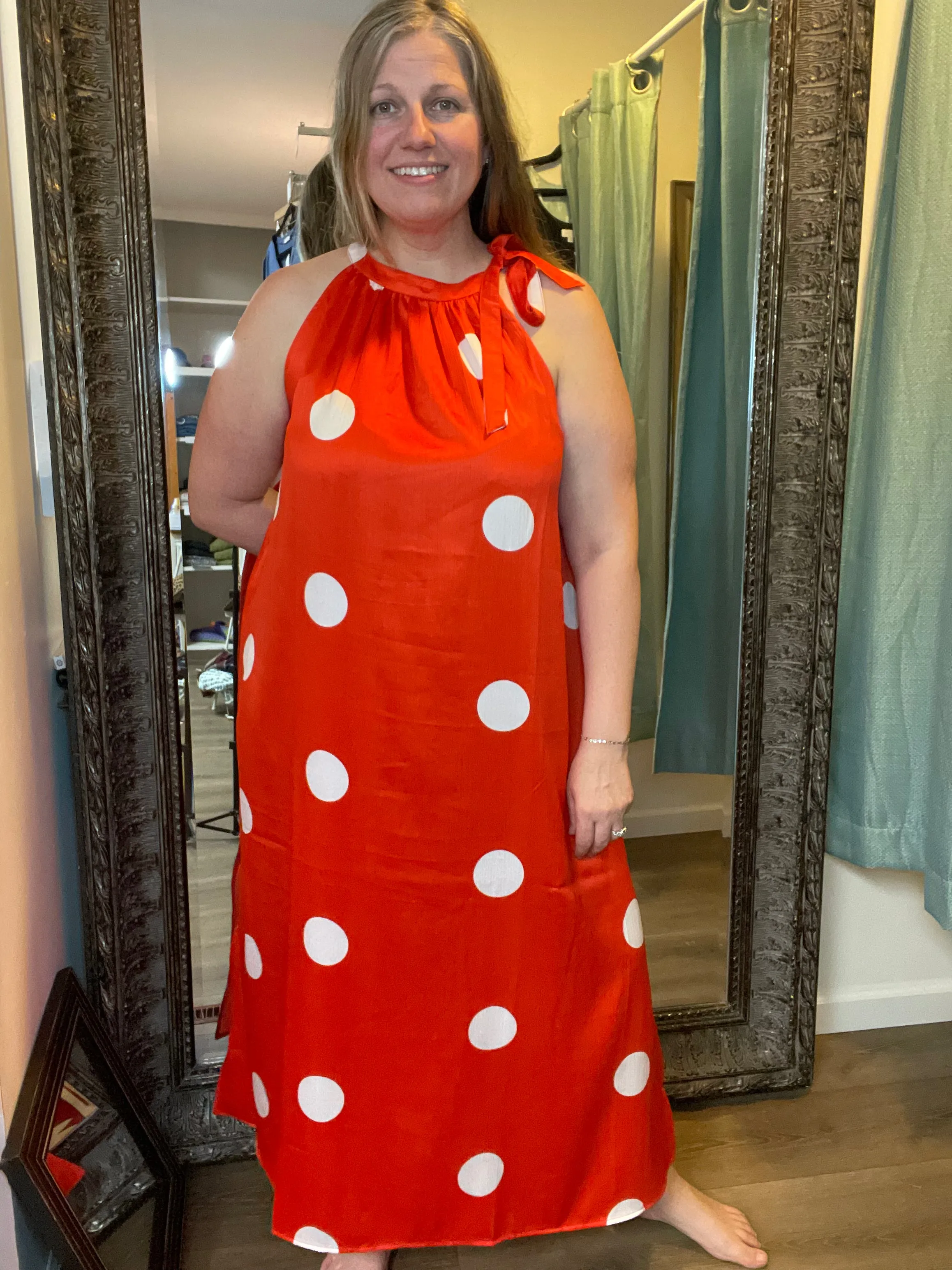 Bow Tie Dot Maxi Dress