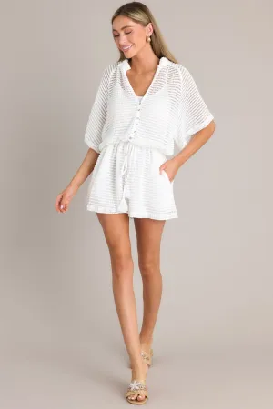 Breezy Adventures White Knit Romper