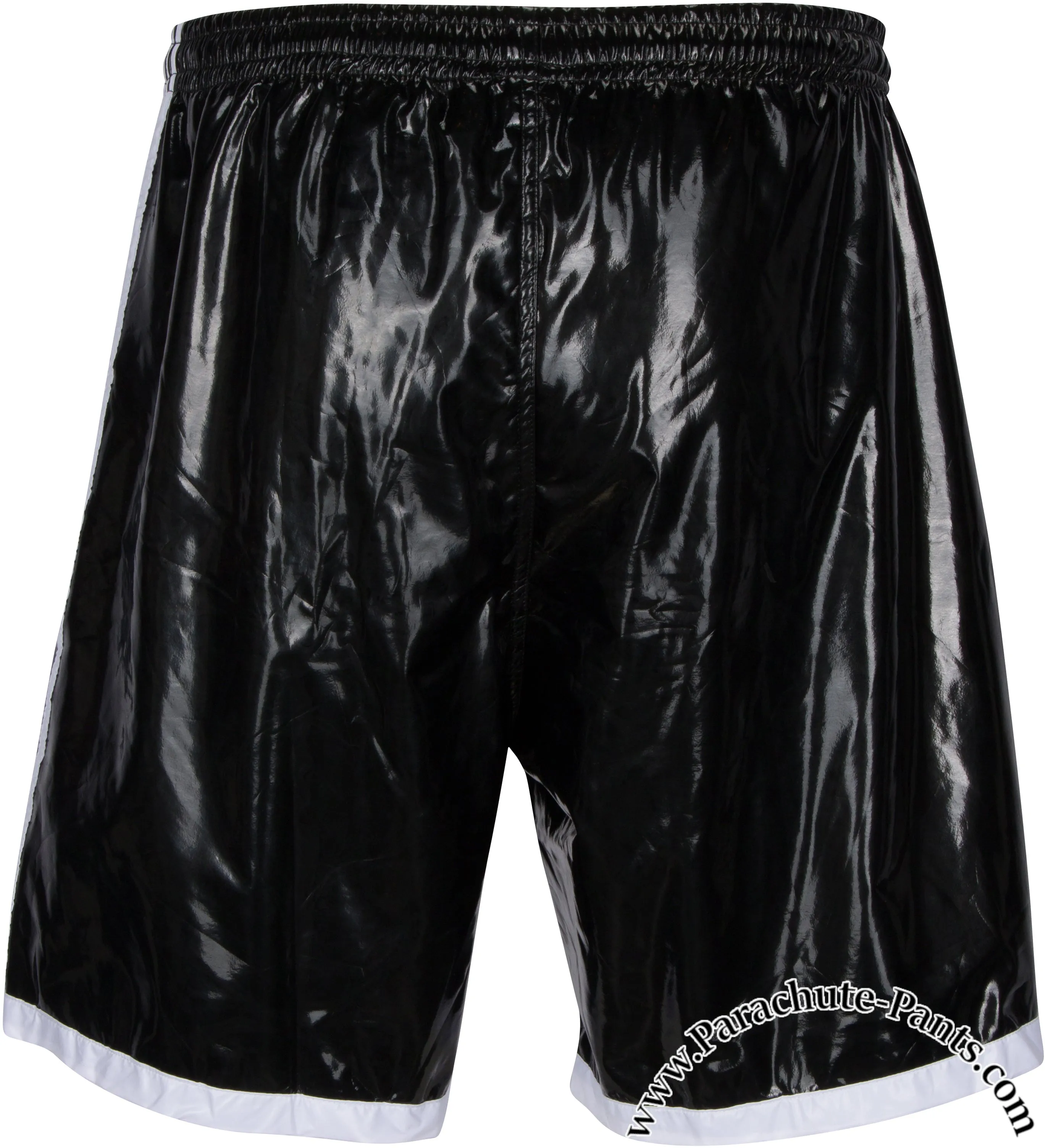 Bruno Black Shiny PVC Vinyl PU Plastic 3-Stripe Shorts