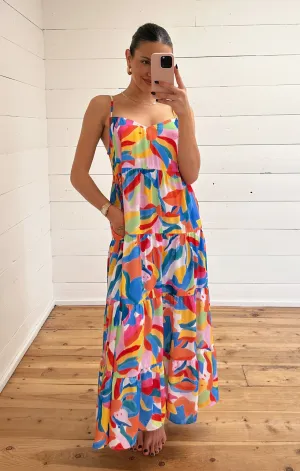 Caroline Maxi Dress ~ Rainbow Pop