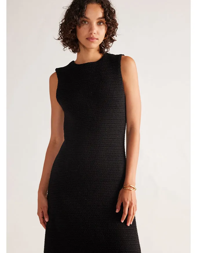 Celine Crochet Midi Dress Black