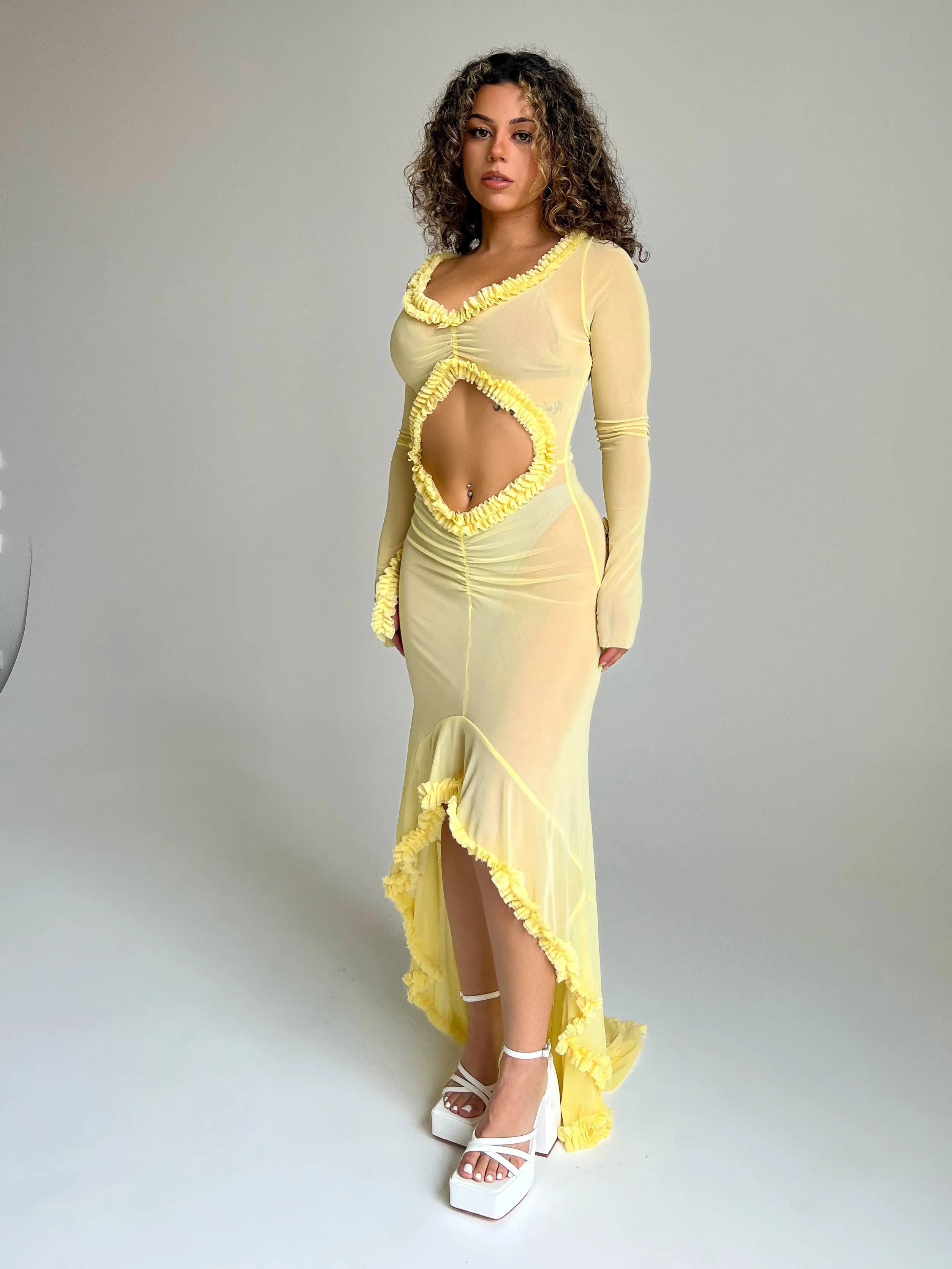 Chealsy Maxi Ruffle Dress (Yellow)