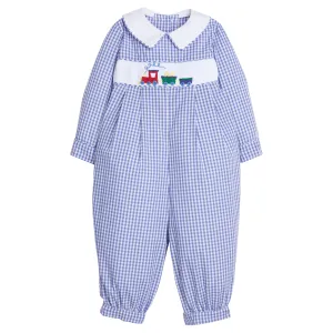 Chest Smocked Romper- Trains