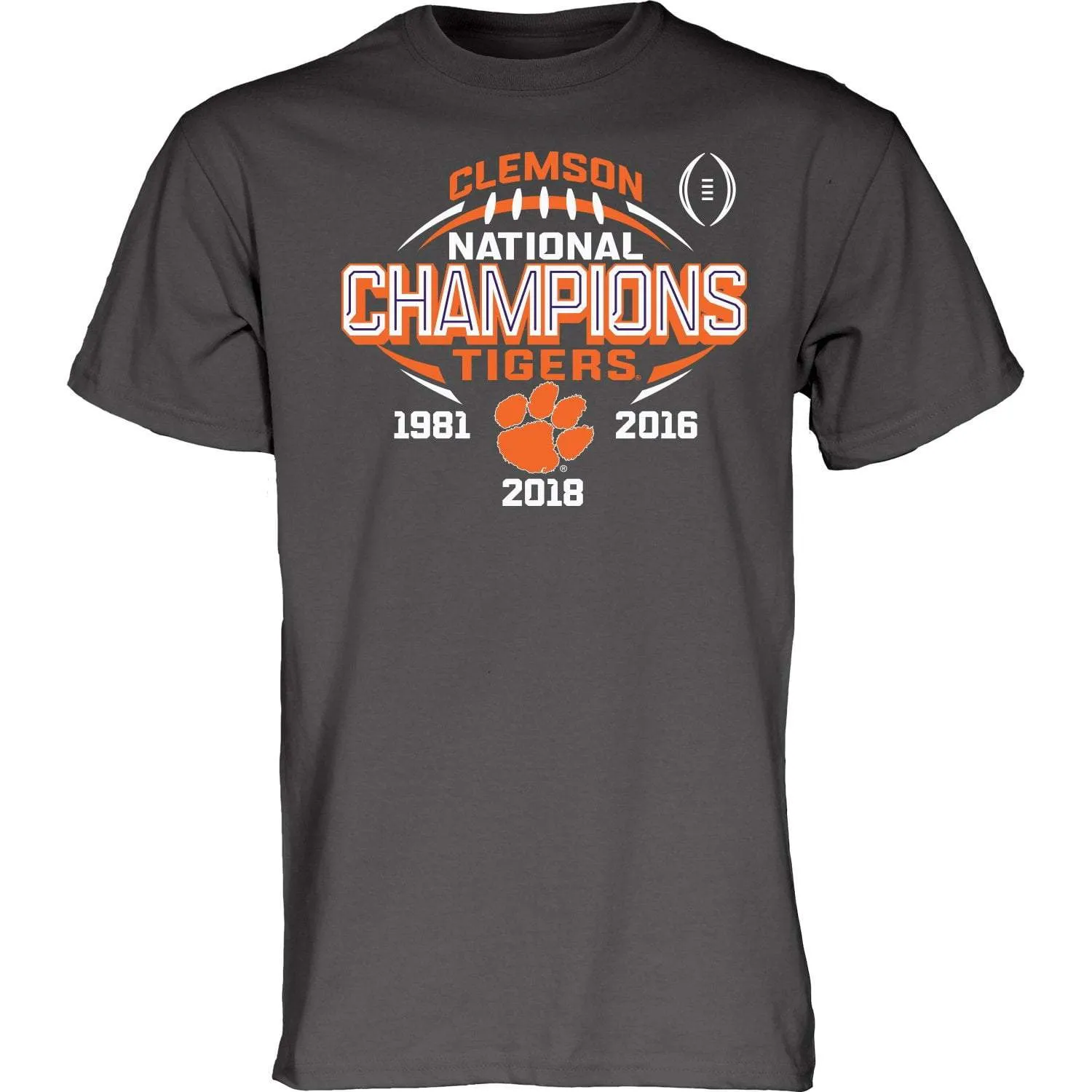 Clemson Tigers 2018-2019 Football National Champions Gray Short Sleeve T-Shirt