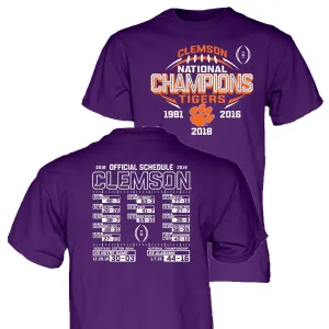 Clemson Tigers 2018-2019 Football National Champions Purple Short Sleeve T-Shirt