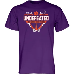 Clemson Tigers 2018-2019 Football National Champions Purple Undefeated T-Shirt