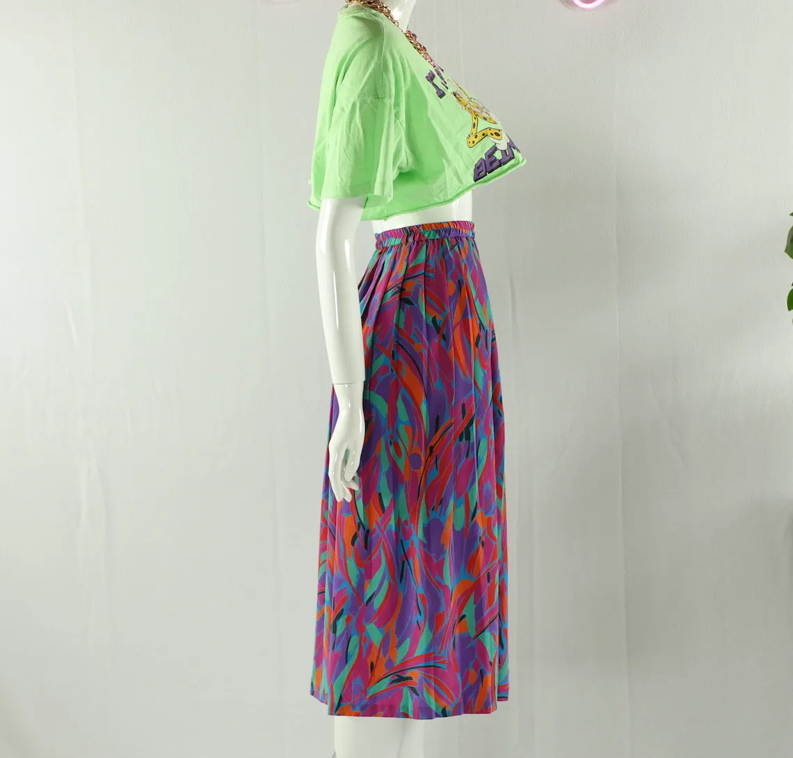 Color Bright Midi Skirt (Size 16)