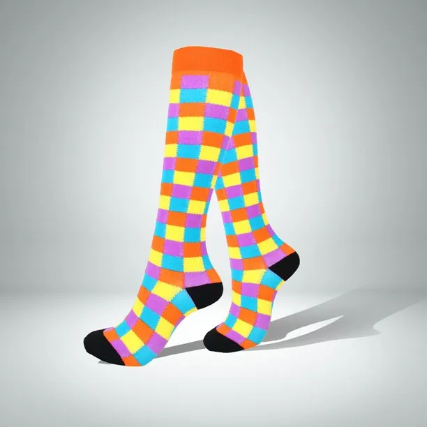 Colorful Checkered Pattern Knee High (Compression Socks)