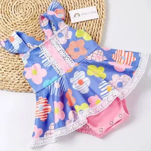 Colorful Flowers Girl's Infant Romper