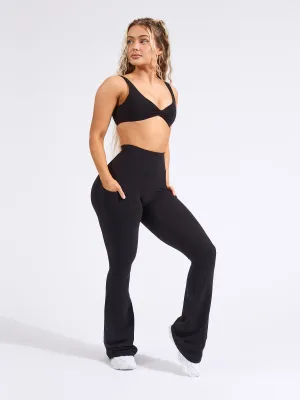 Contour Pocket Flare Legging - Onyx Black