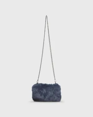 Convertible Muff Bag in Steel Blue Rabbit