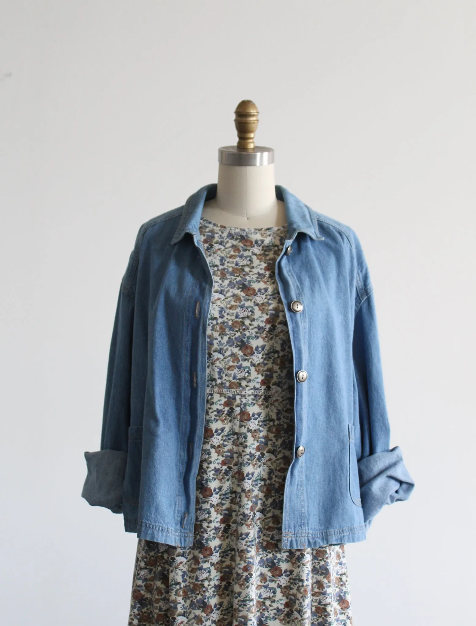 cropped denim chore coat