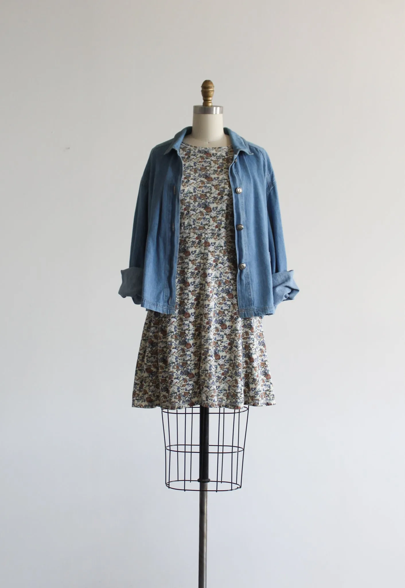 cropped denim chore coat