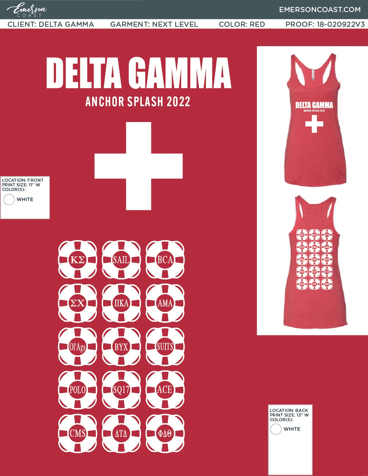 Delta Gamma Red Anchor Splash Tank