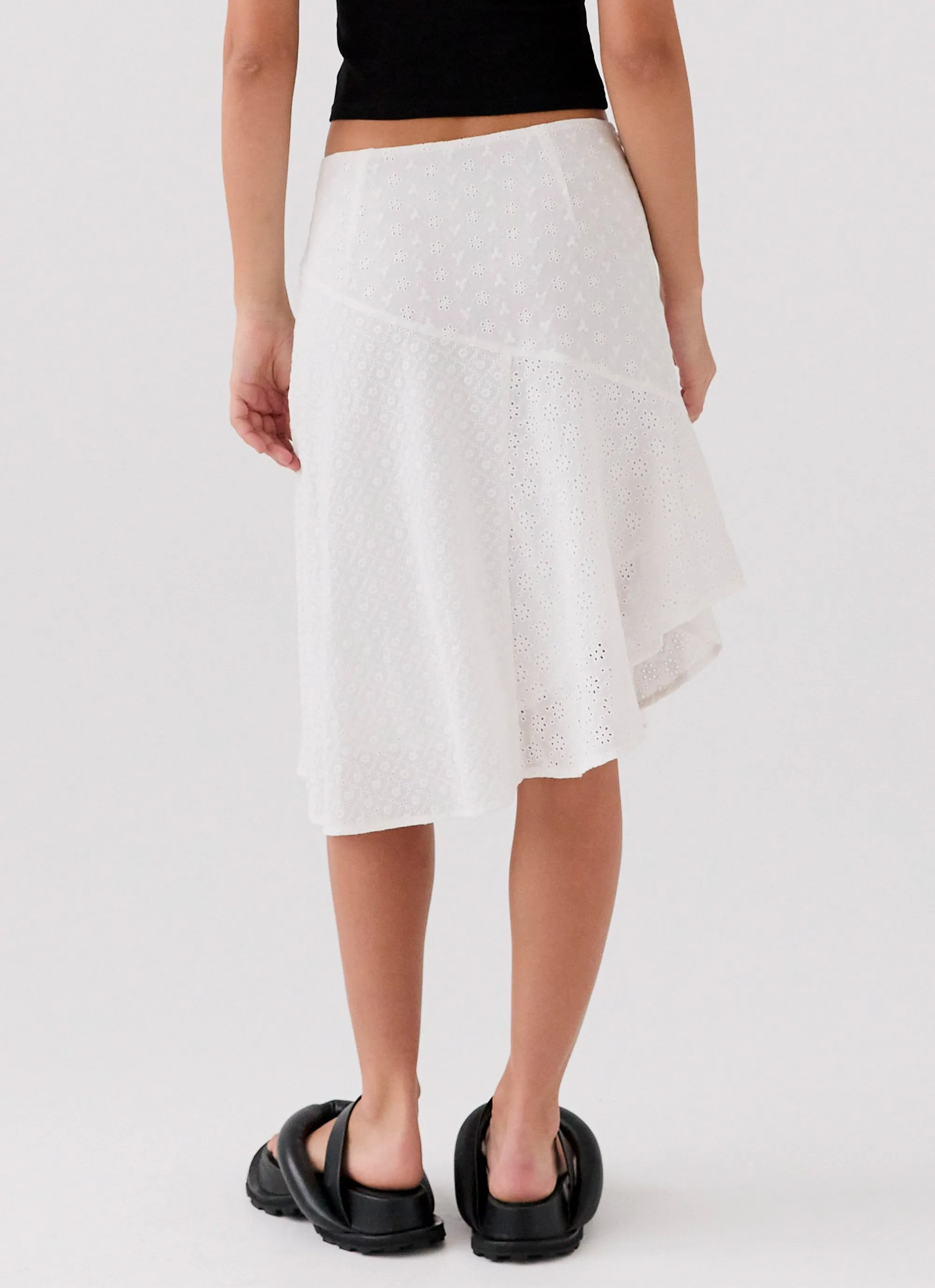 Dewdrop Petal Midi Skirt - Lily White