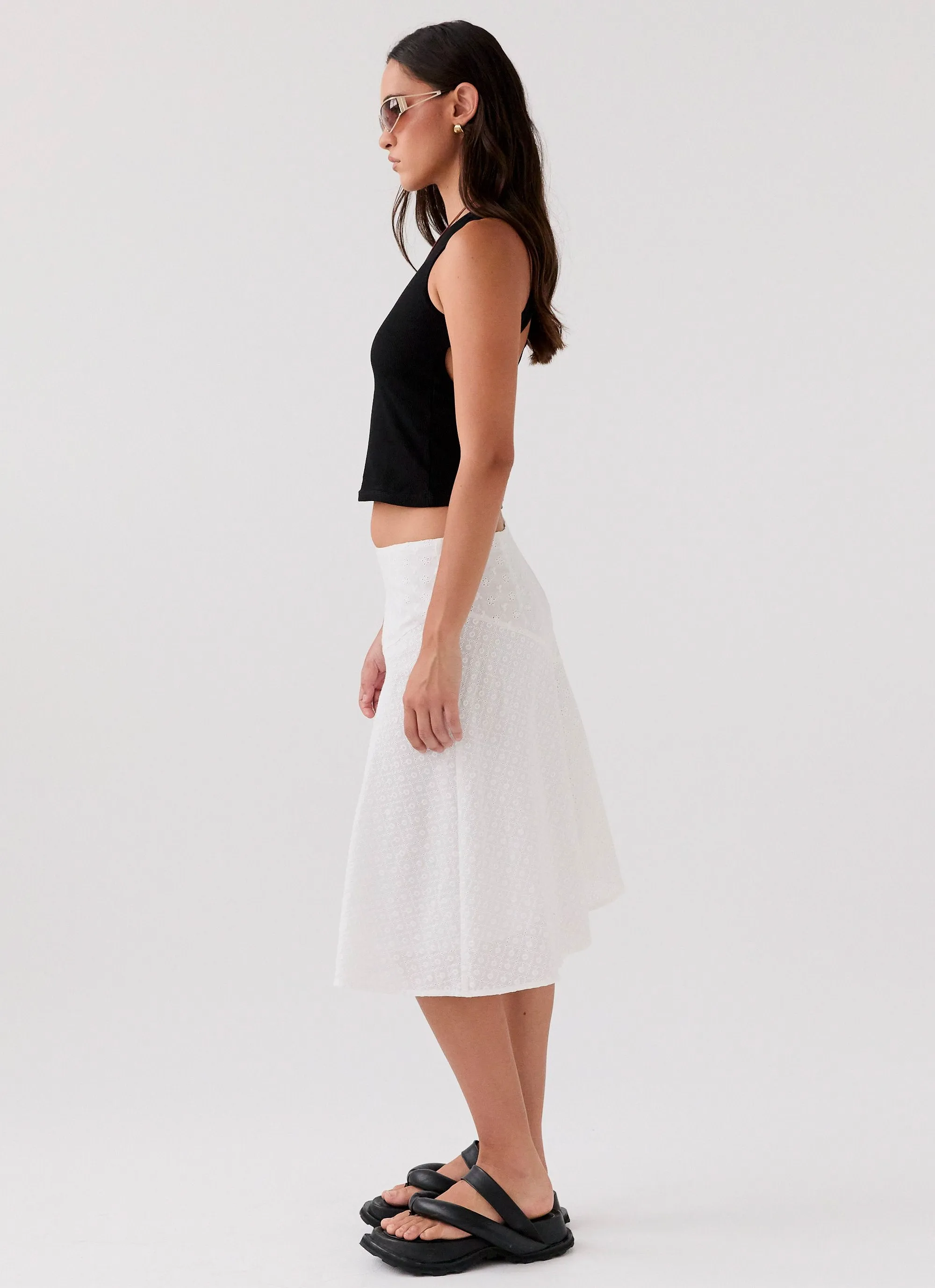 Dewdrop Petal Midi Skirt - Lily White