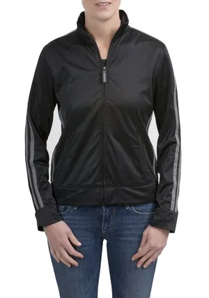 District Threads - Ladies Track Jacket with Stripe.  DT501