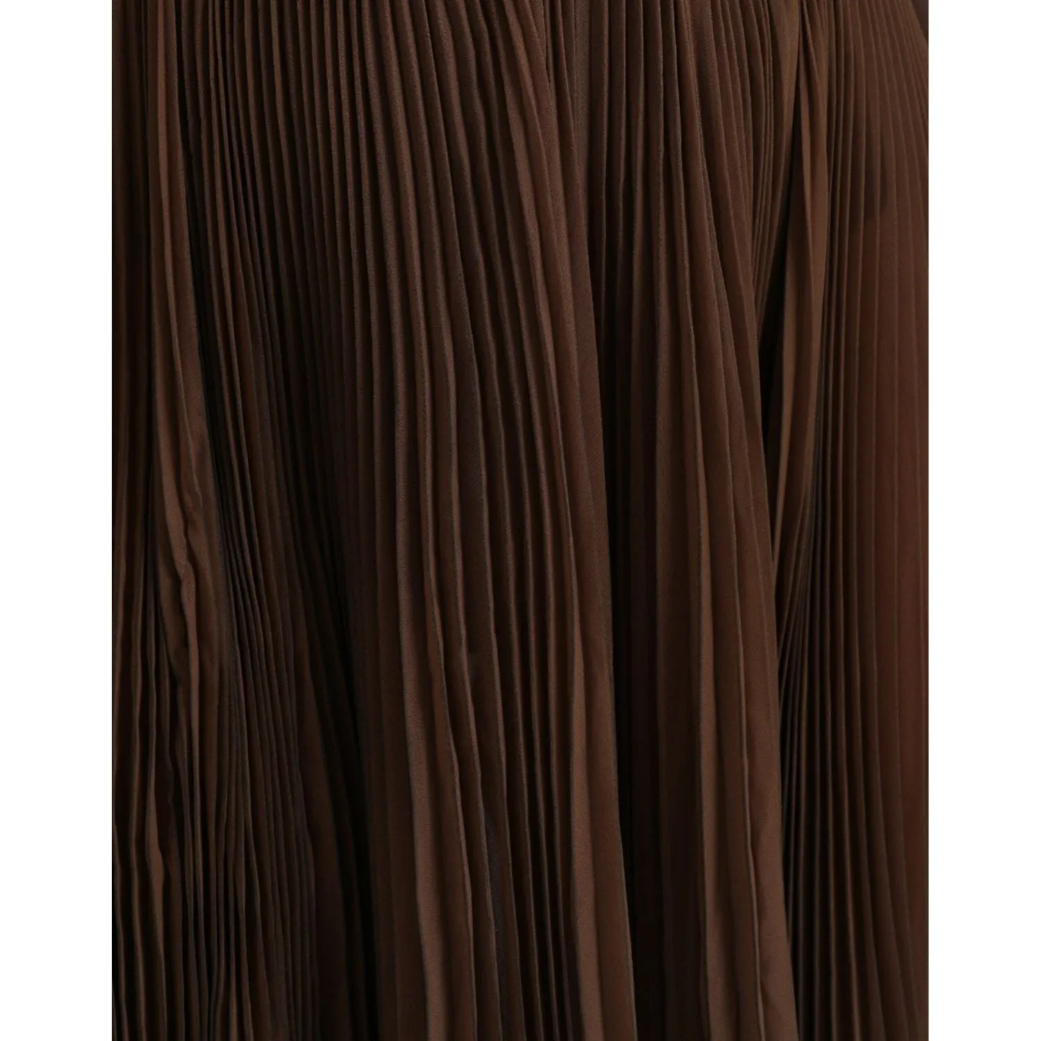 Dolce & Gabbana Brown Polyester Pleated High Waist Midi Skirt