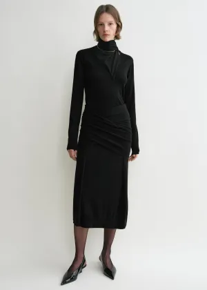 Draped fine knit skirt black