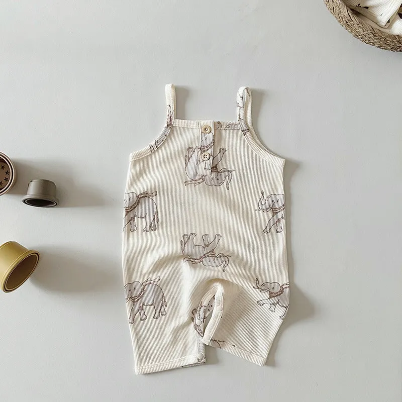 Earthy Cotton Summer Sleeveless Onesie (4 designs)