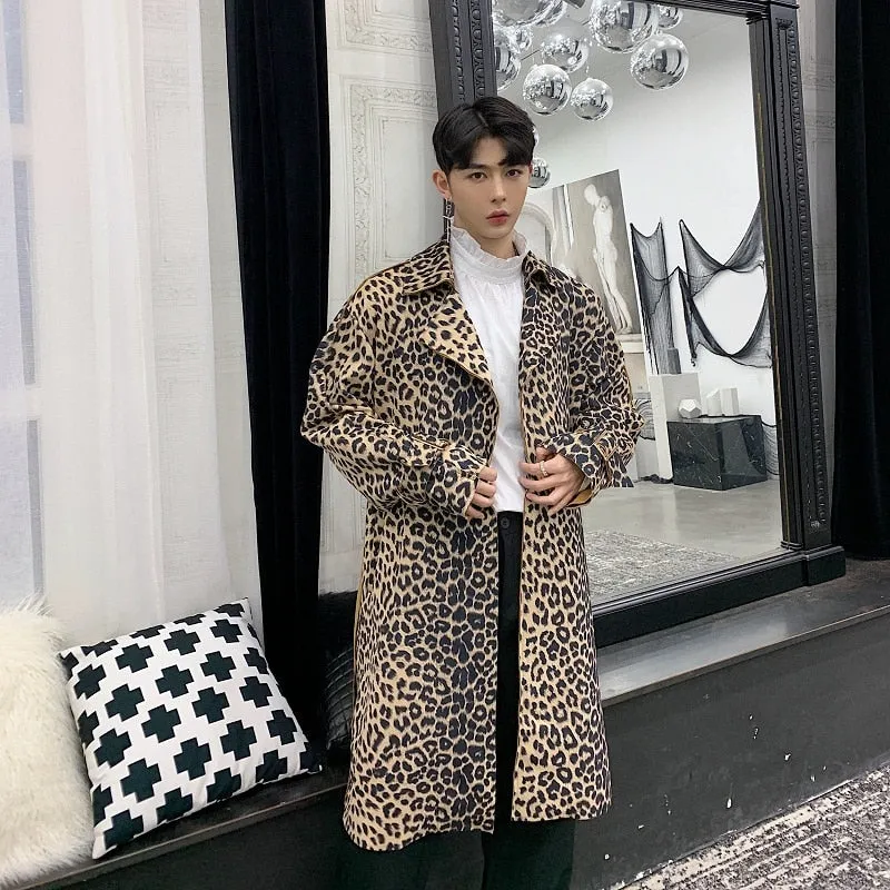 Exclusive Full Leopard Print Design Men Long Coat